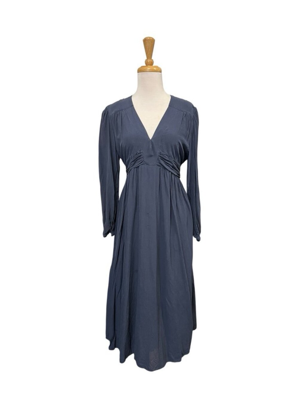 Joie Kaz Silk Midi Dress Size M Medium Blue V Neck